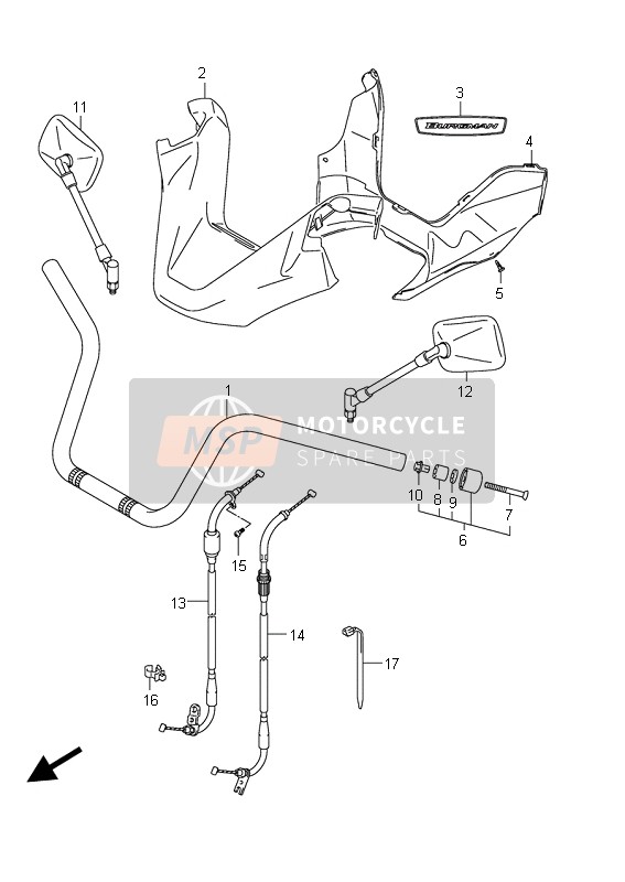 Suzuki AN400(A)(ZA) BURGMAN 2011 Manubrio (AN400 E2) per un 2011 Suzuki AN400(A)(ZA) BURGMAN